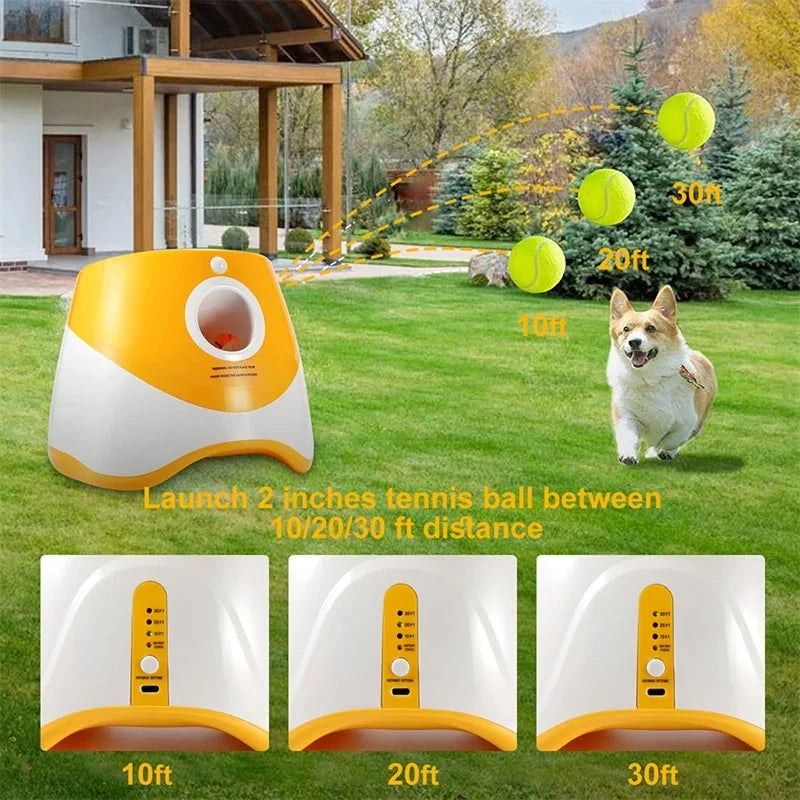 Automatic Dog Tennis Ball Launcher Dogs Chase Toys Automatic Fun Interactive Machine Fun Interactive Rechargable Catapult 6 Ball