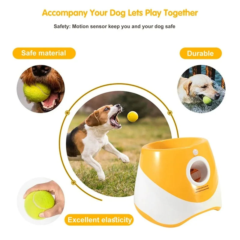 Automatic Dog Tennis Ball Launcher Dogs Chase Toys Automatic Fun Interactive Machine Fun Interactive Rechargable Catapult 6 Ball