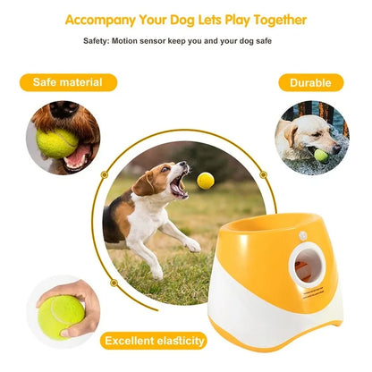 Automatic Dog Tennis Ball Launcher Dogs Chase Toys Automatic Fun Interactive Machine Fun Interactive Rechargable Catapult 6 Ball